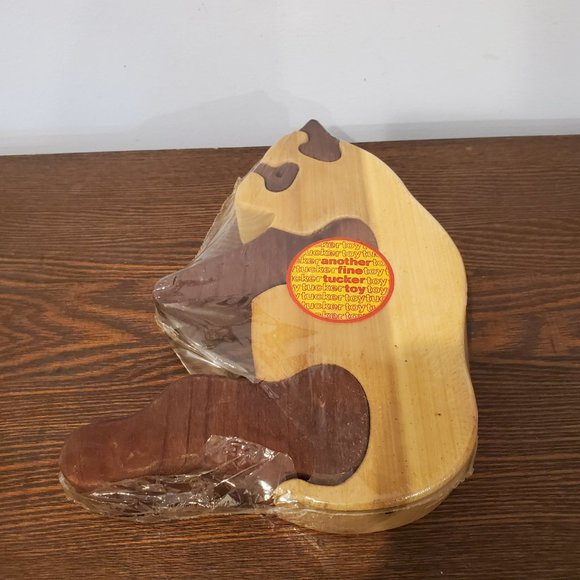 New Vintage Wooden Panda Scroll Saw Puzzle 5 Piece Stained Tucker Toys 9" - Picture 5 of 11